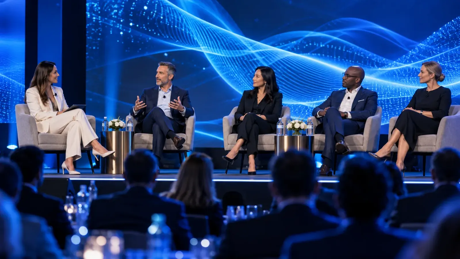 A speaker addressing a business audience
